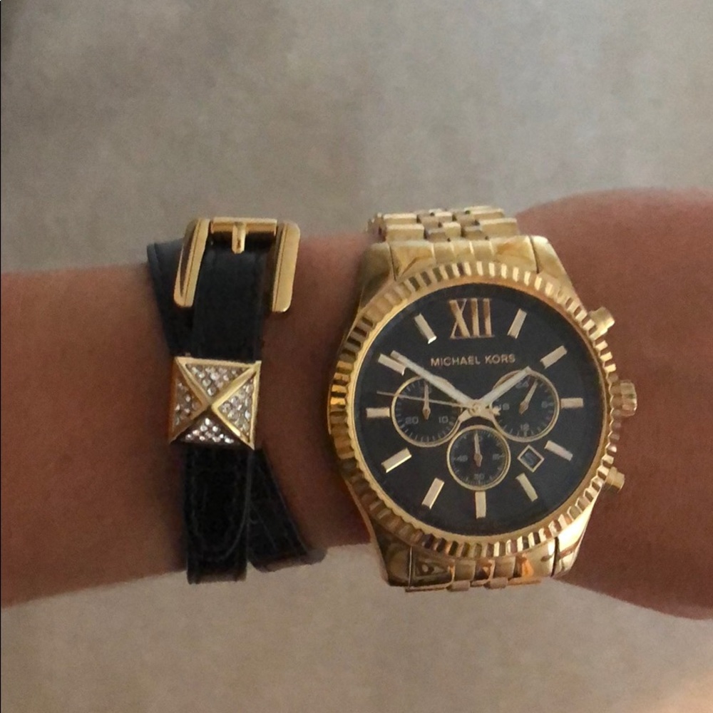 Black Michael Kors wrap bracelet with rhinestone